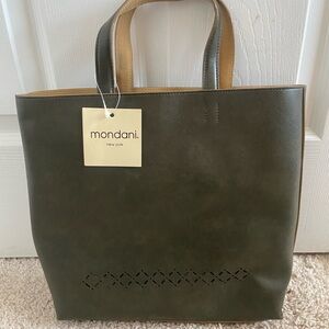 Mondani Dark Green and Tan Tote